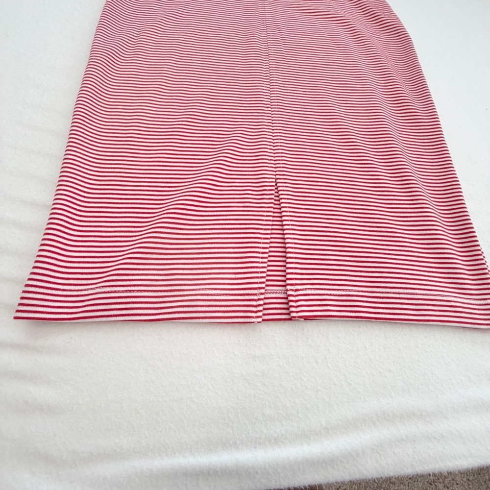 Zara Trafaluc 2010's Classic Midi Dress Bodycon Red White Striped Nautical L - Picture 5 of 11